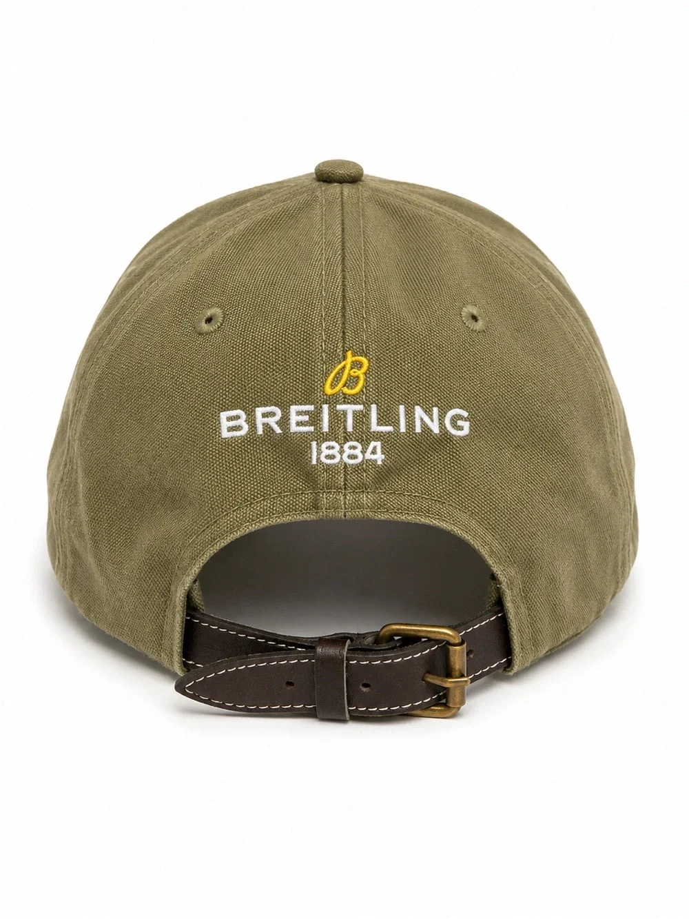 Breitling Watch Green Distressed Embroidered Aviator Plane Pilot Cap Hat Leather